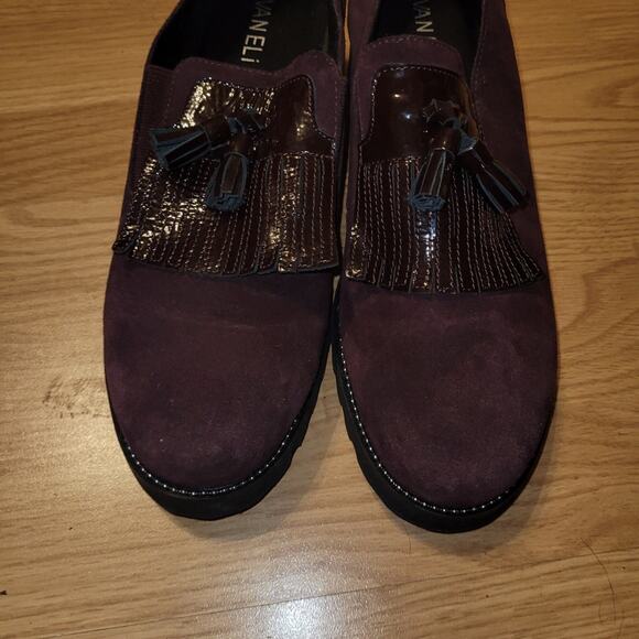 Vaneli Zoelie Burgandy Suede Round Toe Tasseled Slip On Loafers Shoes 8.5 - Picture 6 of 8
